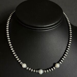 Sterling Silver 4mm Pearls with Freshwater Pearl Bead Necklace Choker. 14 inch